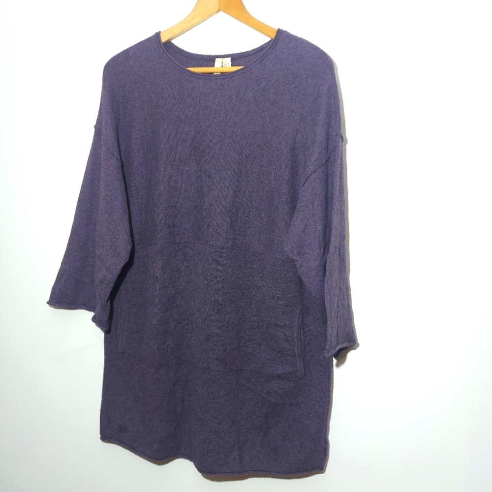 Pure Jill Purple Tunic 3/4 Sleeve Sweater